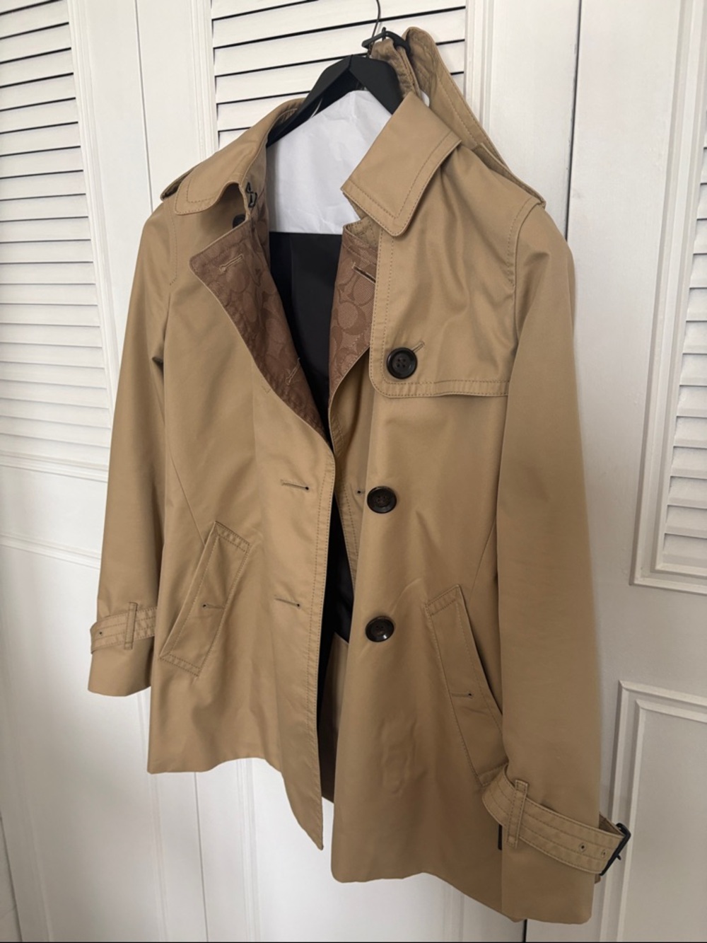 Coach Tan Trench Coat with Signature Lining